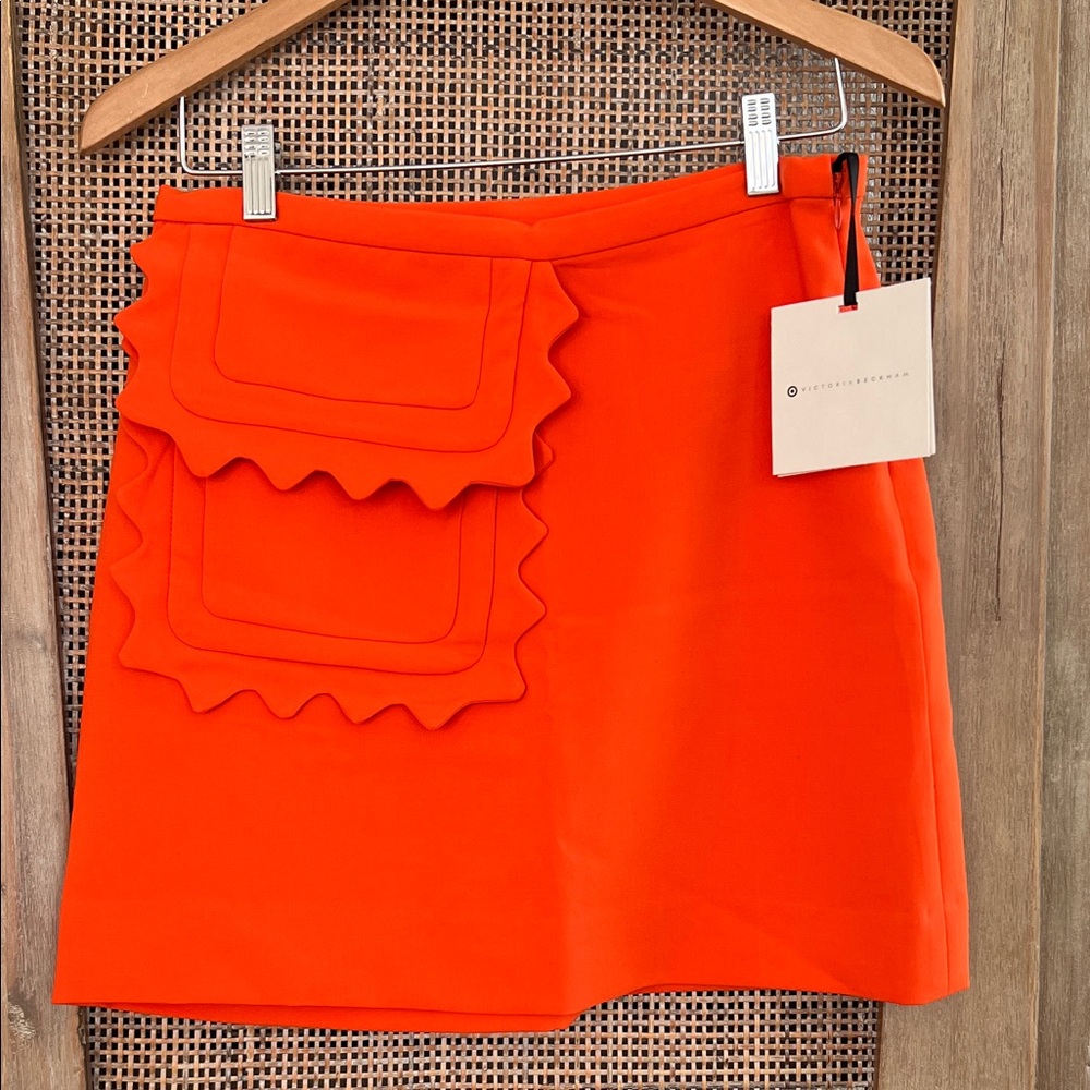 NWT Victoria Beckham for Target Orange Twill Skirt with Scallop trim pocket
